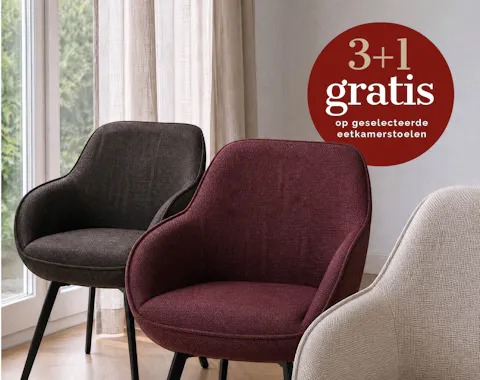 3+1 gratis geselecteerde eetkamerstoelen Walter