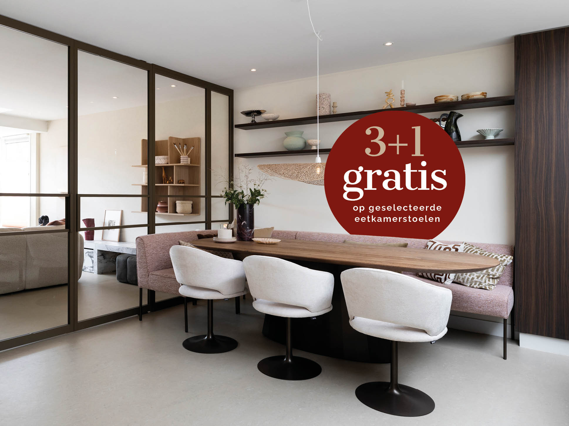 3+1 gratis geselecteerde eetkamerstoelen 