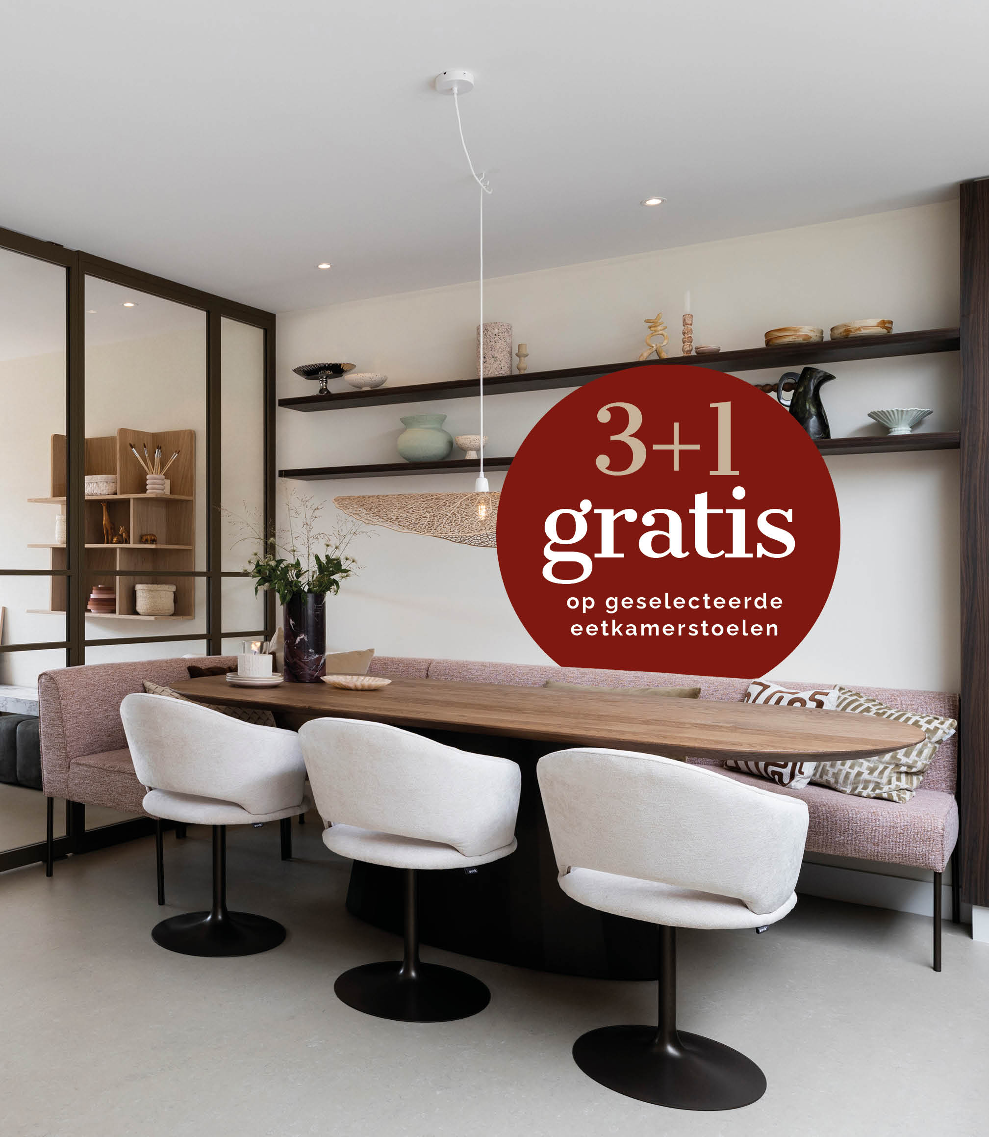 3+1 gratis geselecteerde eetkamerstoelen
