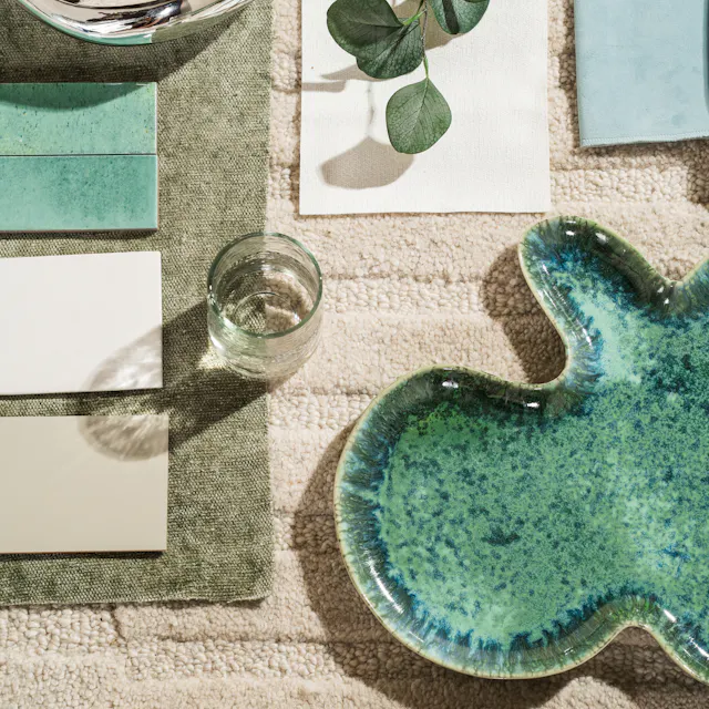 Groene en blauwe details
